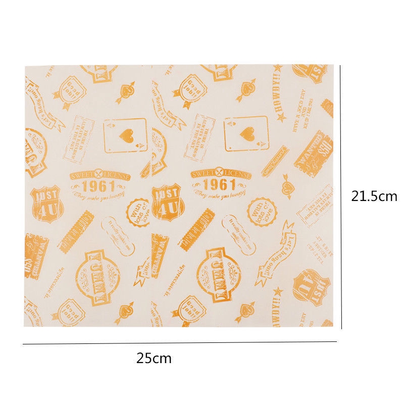 50pcs Hamburger Paper Wax Paper Food Disposable Sandwich Packaging Wrapping