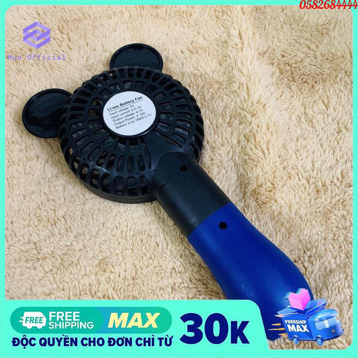 Quạt Cầm Tay Cute Mini 5W 4 Cánh 2 Tốc Độ Gió, Có Đèn Ban Đêm, Có Thể Sạc Pin, Bảo Hành 1 ĐỔI 1
