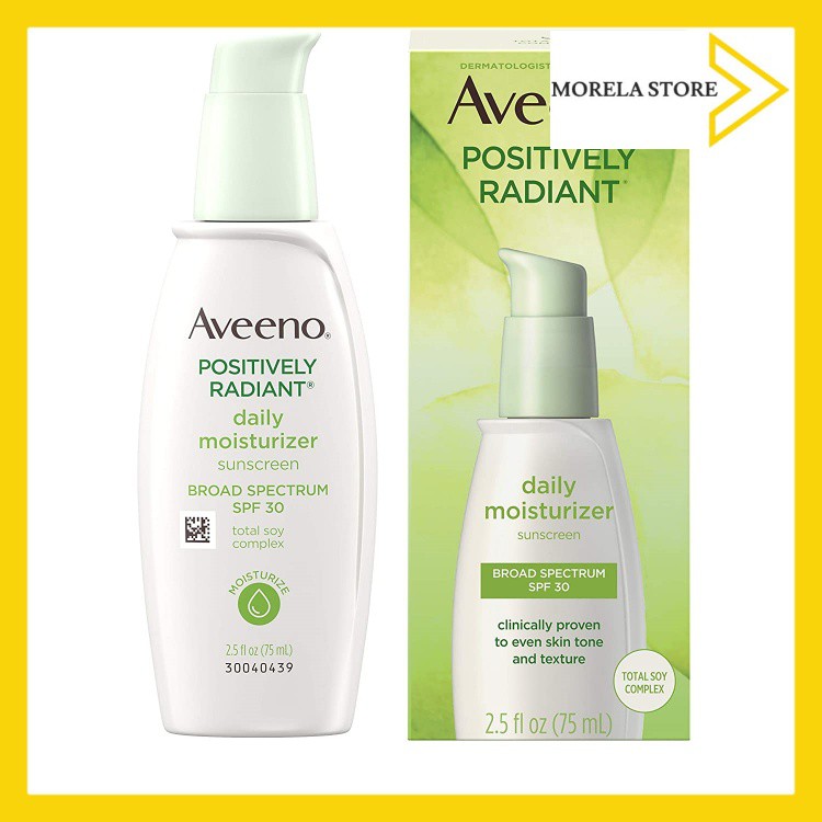 Kem dưỡng ẩm Aveeno Positively Radiant Daily Facial MoisturizerTotal Soy Complex and Broad Spectrum 30 (mẫu mới 68ml))