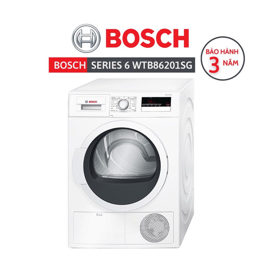Máy sấy tụ hơi Bosch series 6 WTB86201SG - Hàng chính hãng, bảo hành 3 năm