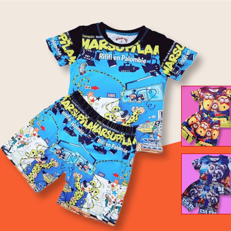 Bộ thun lạnh bé trai in hình hoạt hình 3D minion thun cotton chính phẩm MOMMAX KIDS cho bé từ 0 đến 9 tuổi