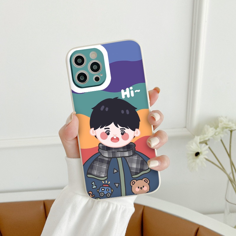 Ốp iphone - Ốp lưng iphone cạnh vuông cặp đôi choàng khăn dành cho ip 6 đến 14promax - ng224