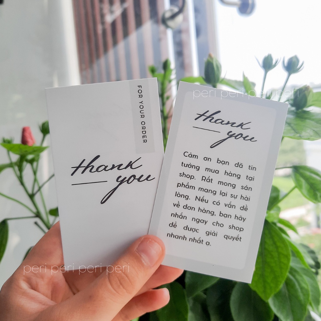 (basic) 100 card thank you, name card cảm ơn, phiếu cảm ơn dành cho shop, size 9x5cm