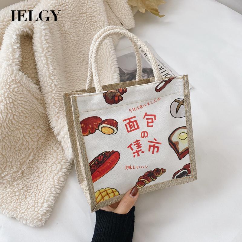 Túi xách tay IELGY vải canvas phong cách Nhật Bản xinh xắn thời trang dành cho nữ