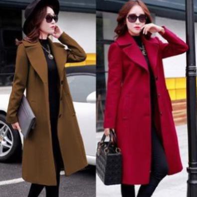 Áo Khoác Dạ Dài 4 Nút Màu Đỏ , Áo Dạ Dáng Dài Túi Xéo 2 Lớp Dày Dặn Hàng Quảng Châu Cao Cấp. | BigBuy360 - bigbuy360.vn