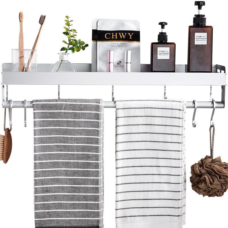 Kệ phòng tắm nhà vệ sinh không có lỗ treo tường màu đen bàn trang điểm khăn < | BigBuy360 - bigbuy360.vn