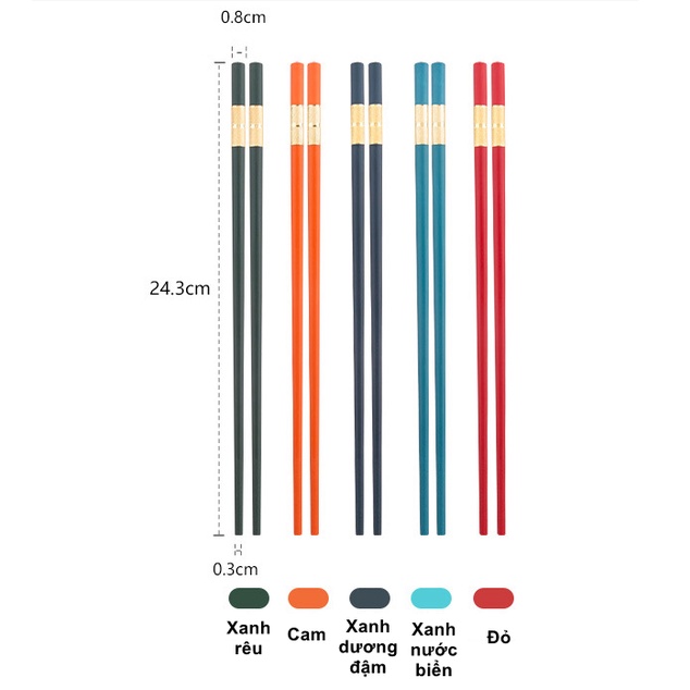 Bộ 5 đôi đũa nhiều màu T07