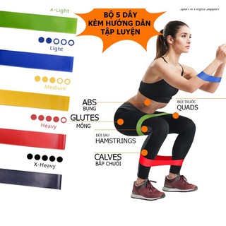 Combo 5 Dây Thun Đàn Hồi Tập Mông, Đùi (5 Size)