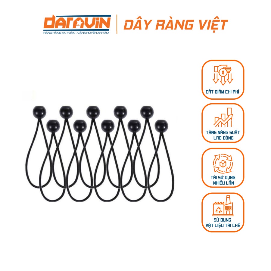 Dây Thun Buộc Đồ Ball Bungee DARAVIN Phi 4 Dài 15Cm Với 100% Lỗi Cao Su Thiên Nhiên Tải 2Kg