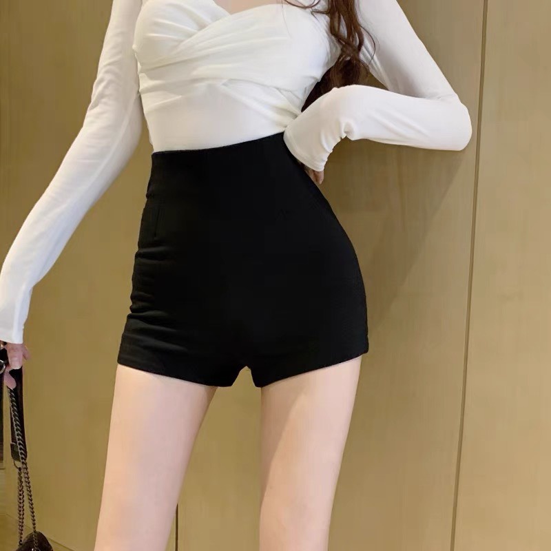 Quần short dance lưng cao co dãn nhẹ, Quần đùi cạp chất Umi có khoá tôn dáng cho nữ Okélla