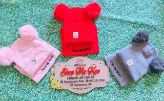 Set khăn mũ 2 quả bông
