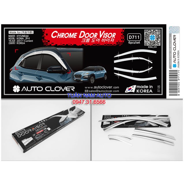 VÈ CHE CHẮN MƯA HYUNDAI KONA CROM Made In Korea MẠ INOX CHROME
