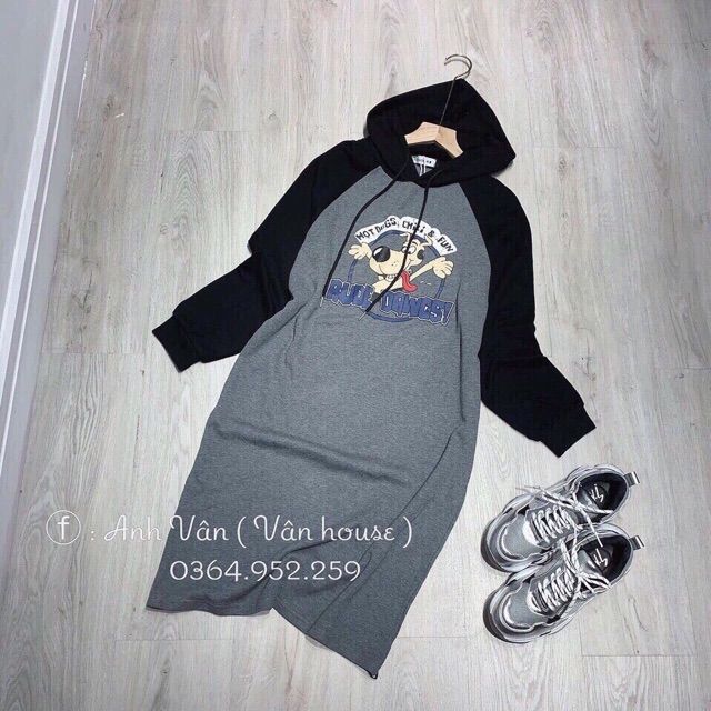 Đầm thun form dai tay phối mầu in hình 3d siêu hót | BigBuy360 - bigbuy360.vn