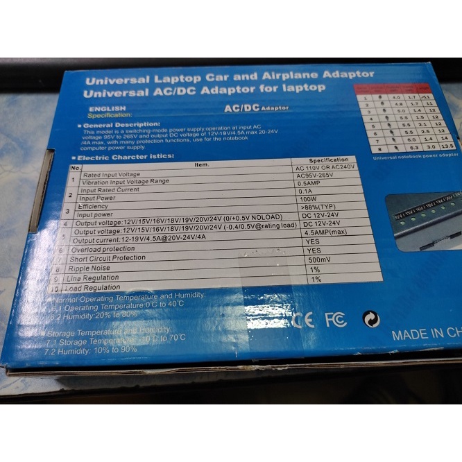 BỘ SẠC LAPTOP ĐA NĂNG 96W. 8 ĐẦU SẠC. INUT 220V . OUTPUT 12/15/16/18/19/20/24V. CÓ NÚT CHUYỂN. VI TÍNH QUỐC DUY.