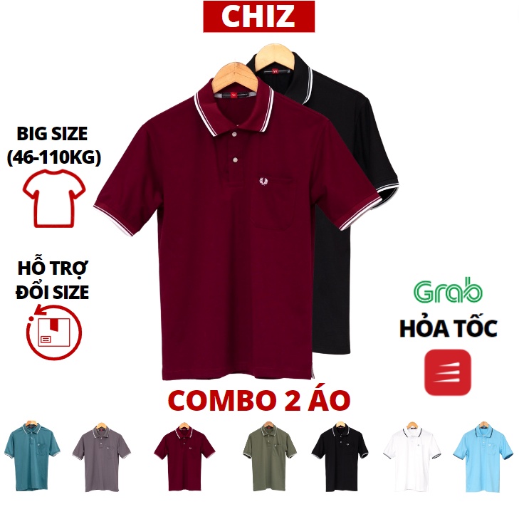 Áo thun nam trung niên vải xịn tặng bố có túi form rộng rãi cho người lớn tuổi có big size đạiCHIZ [Combo2ao]