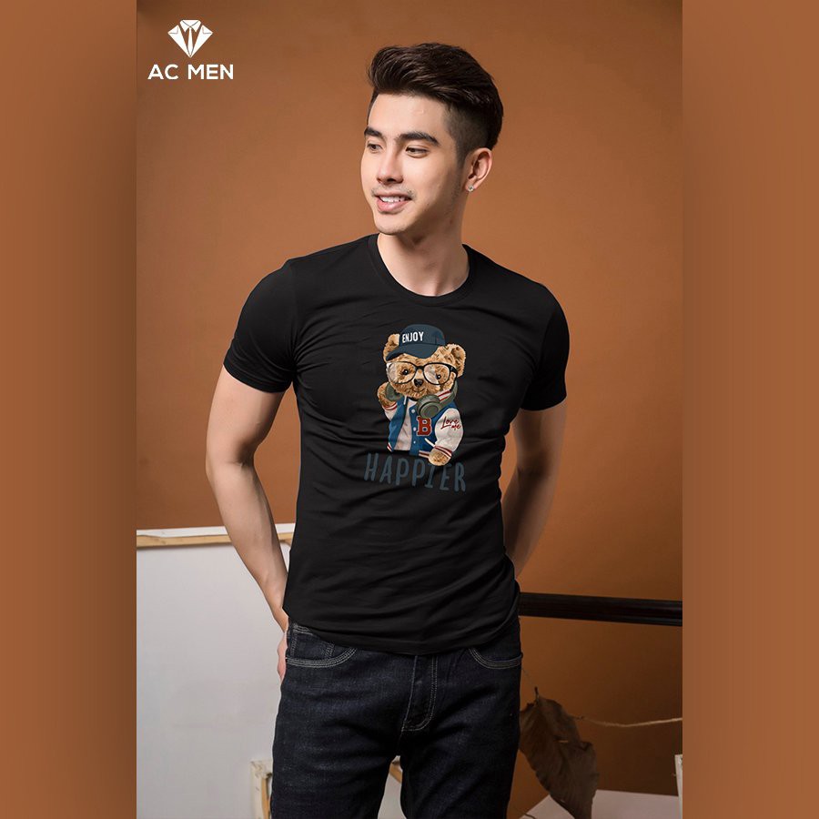 Áo Thun Nam AC MEN Form Dáng SlimFit In Hình Gấu HAPPIER | BigBuy360 - bigbuy360.vn