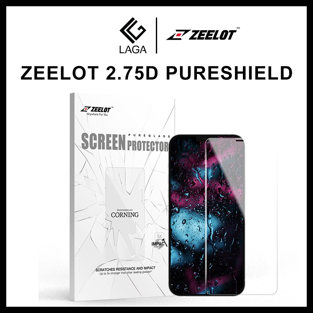 Kính Cường Lực Không Viền Đen Zeelot 2.75D PureShield iPhone 12 Pro Max / 12 Pro / 12 / 12 Mini