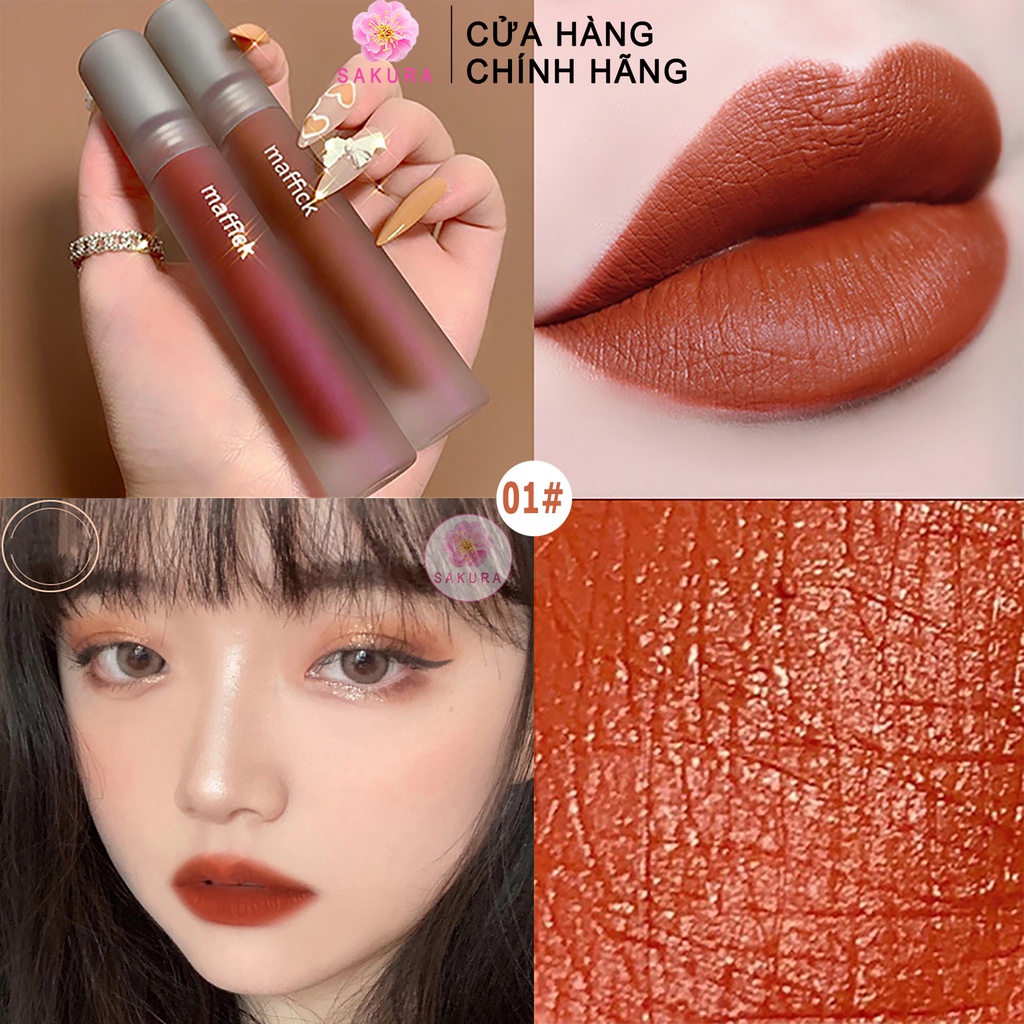 Son tint kem lì môi Maffick vỏ matte dưỡng ẩm nhung mịn lâu trôi cao cấp nội địa trung SAKURA