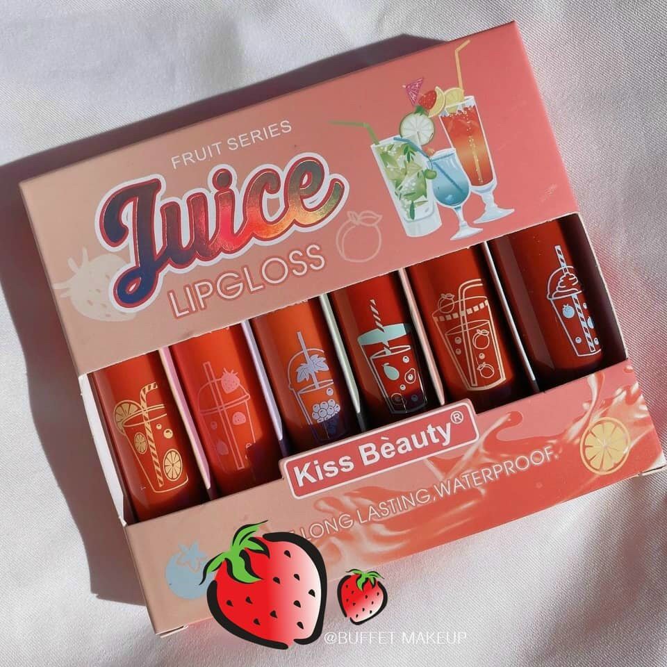 Set Son Kem KISS BEAUTY Juice 6 Cây chất son lì siêu sang