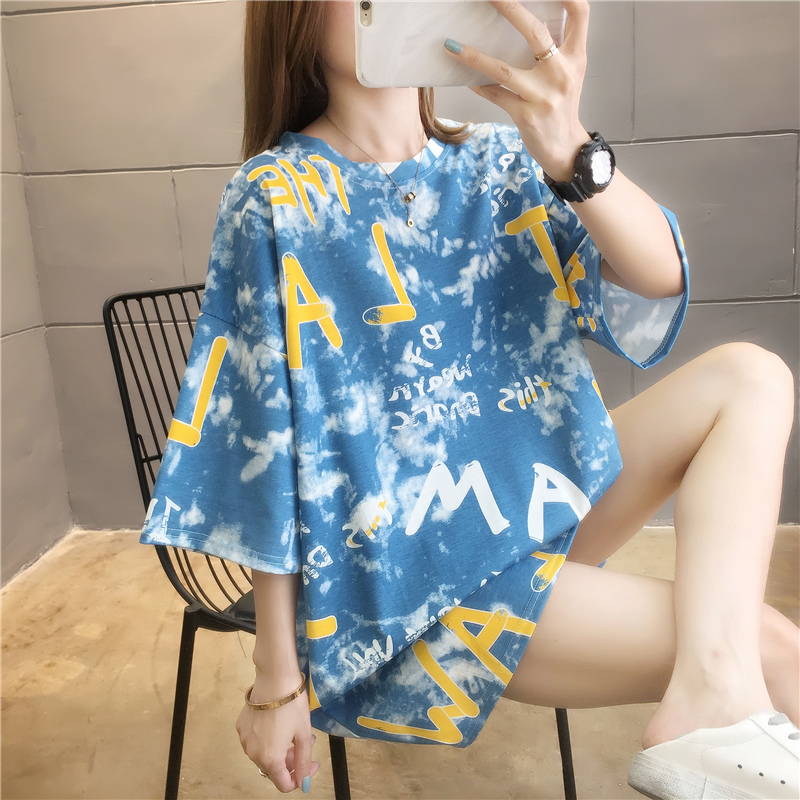 Áo Thun Ngắn Tay In Họa Tiết Hoạt Hình Ngộ Nghĩnh Dành Cho Nữ đồ ngủ Váy ngủ pyjamas pijama nam nữ mùa hè đồ đôi pijama ngắn lụa satin dễ thương bigsize đồ mặc nhà cao cấp