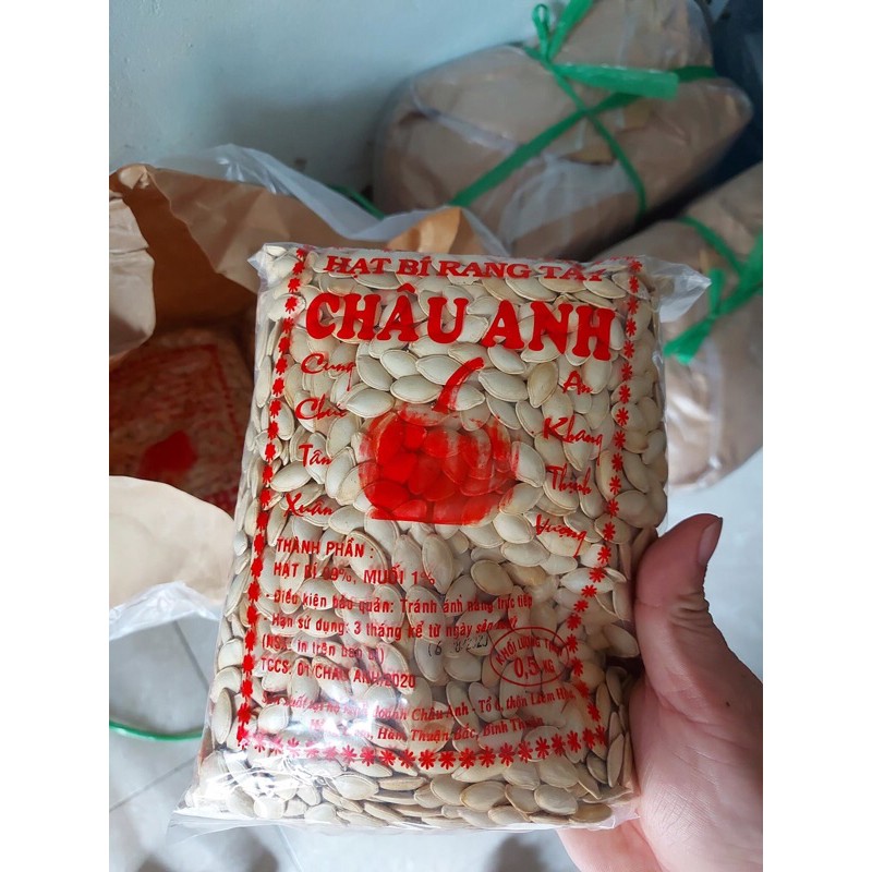 Hạt bí ta rang tay Châu Anh 500gr, mẩy hạt, ăn bùi thơm ngậy