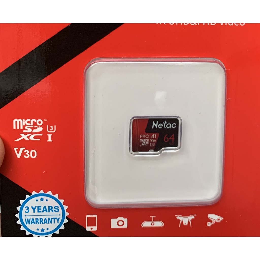 [xiaomi268] Thẻ nhớ MicroSD 64Gb Netac U3 Pro 100Mb/s - Hàng Chính Hãng - 1 Đổi 1 trong 30 ngày