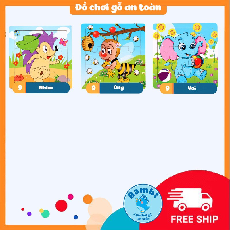 Đồ chơi tranh ghép hình 9 miếng gỗ puzzle - Bộ ghép hình - Đồ chơi xếp hình