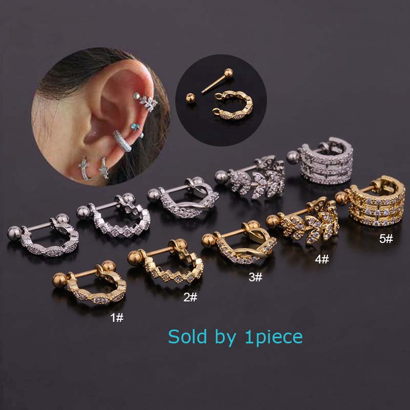 Khuyên xỏ tai kiểu chữ U bằng thép không gỉ