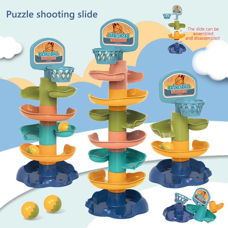 ZHAN QI TOYS Bộ đồ chơi lắp ráp đường ray trượt bóng lăn giáo dục sớm vui nhộn cho trẻ em