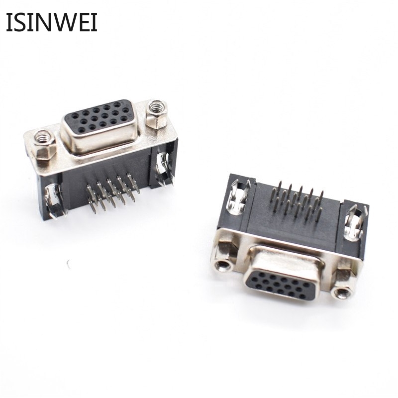 5PCS VGA Adapter DB15 DR15 15 Pin D Sub Female Male 15 Way PCB 90 Degree Connector