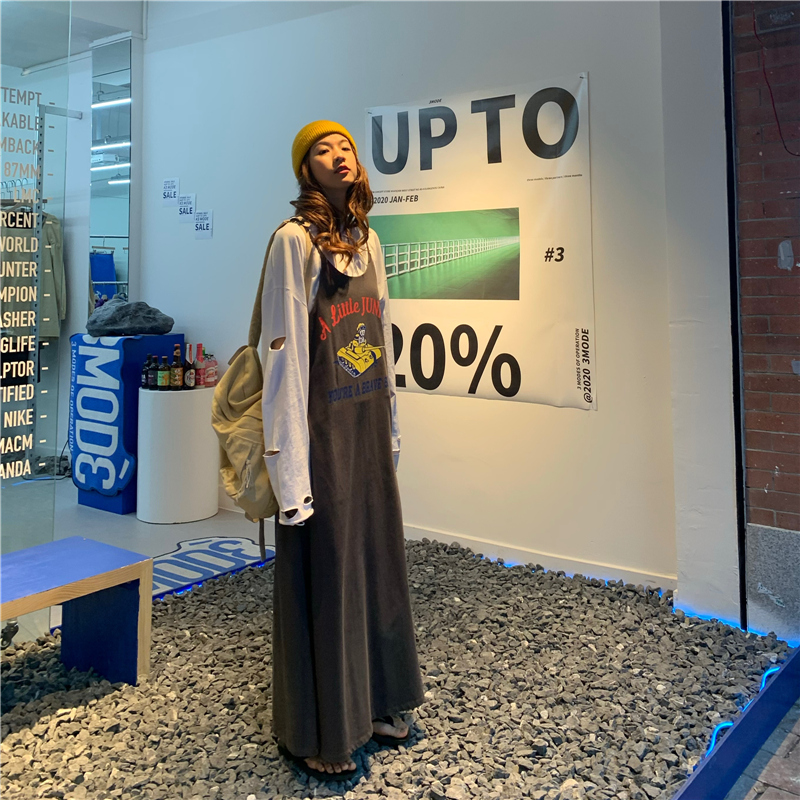 SUXI Váy dài form rộng họa tiết hoạt hình trẻ trung sành điệu cho nữ