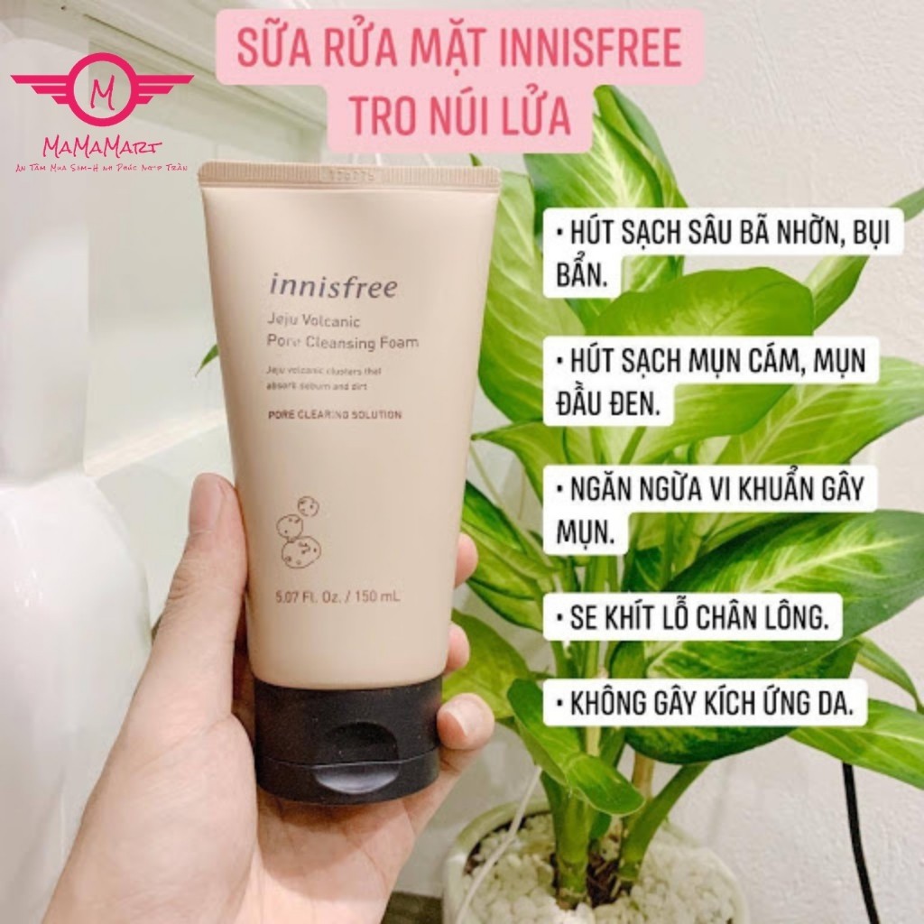 Sữa rửa mặt Innisfree tro núi lửa JEJU VOLCANIC PORE CLEANSING FOAM 150ml ( Hàn Quốc) dành cho da dầu cho da nhạy cảm