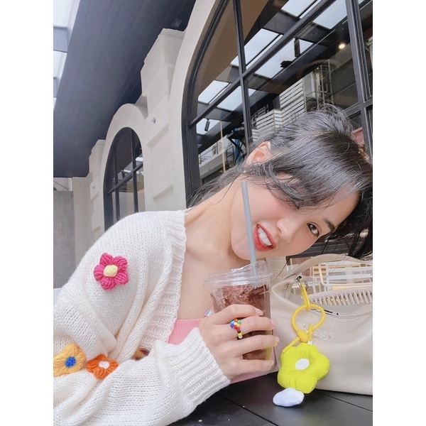 Áo cadigan croptop hoa