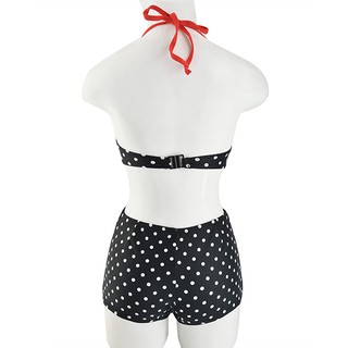 Bikini 2 Mảnh Chấm bi đen phối Đỏ