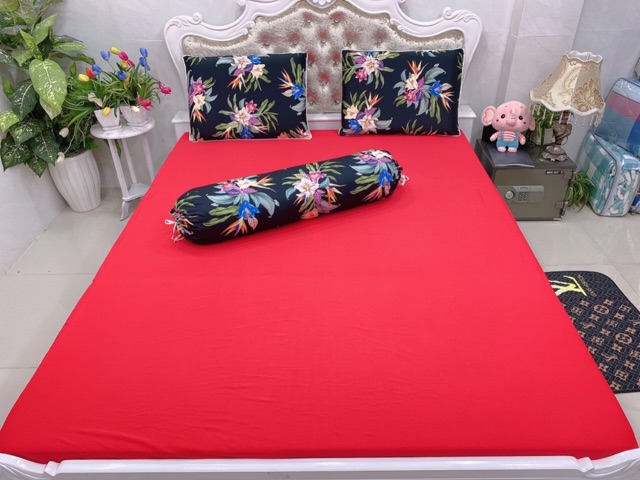 Drap thun siêu lạnh cao cấp phối màu đỏ 01