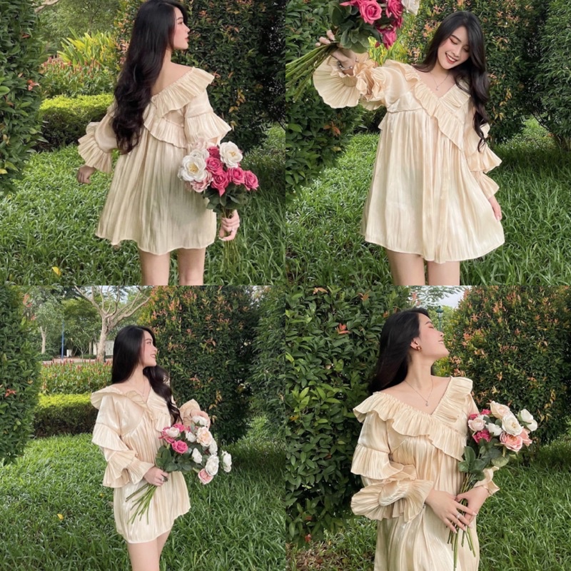 ĐẦM KIỂU BETTA DRESS tay phồng thiết kế bánh bèo sang chảnh thoải mái form suông chuẩn dễ mặc chất vải organza