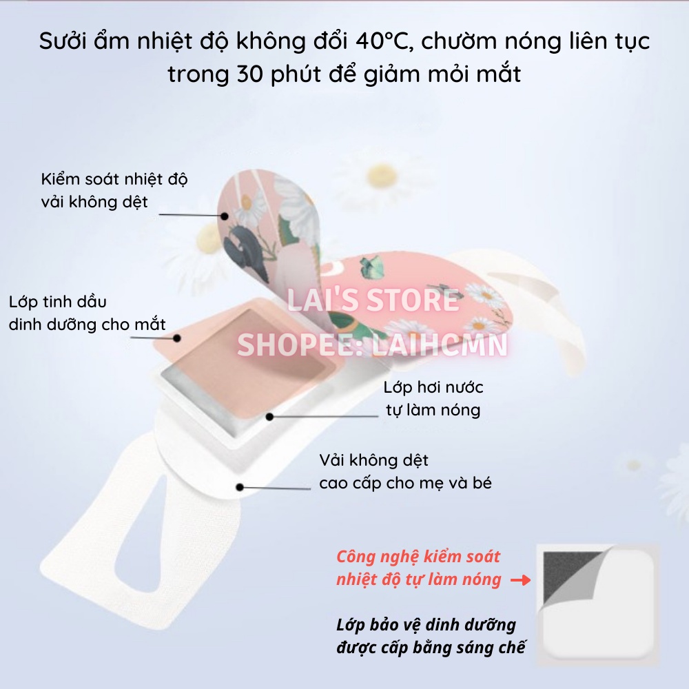 Mặt Nạ Mắt Nóng Cổ Trang Hương Hoa Cao Cấp Xông Hơi Mắt, Chườm Nóng, Giúp Giảm Mỏi Mắt, Căng Thẳng, Giúp Ngủ Ngon