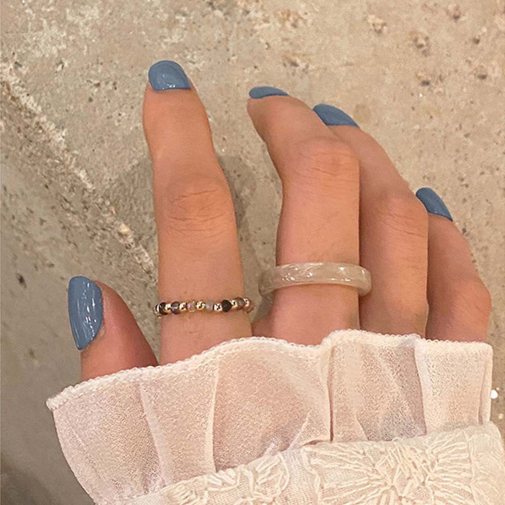 Set 4 nhẫn đeo ngón tay bằng nhựa resin nhiều màu thời trang cổ điển cá tính dành cho nữ