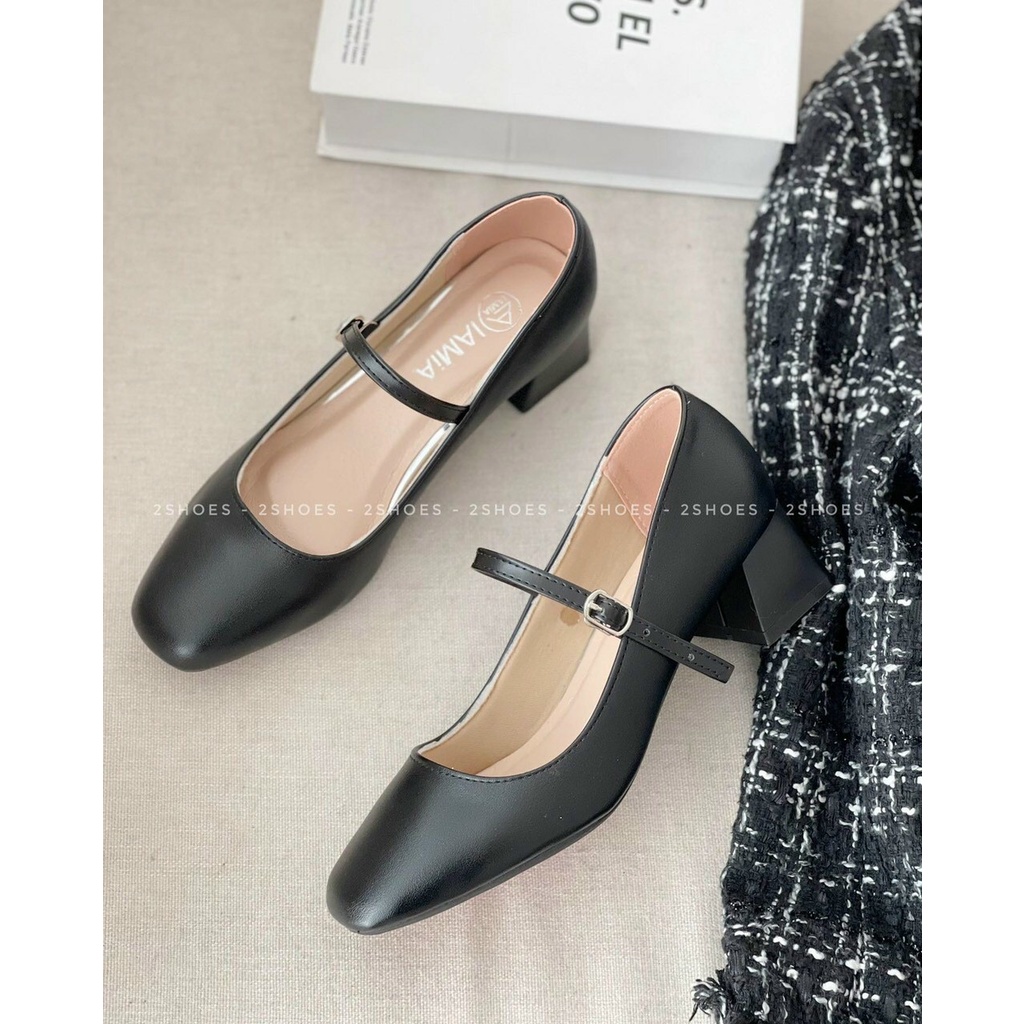 Giày Cao Gót nữ gót vuông 5 phân quai ngang Giày cao gót lolita 1 quai ngang HDO 515