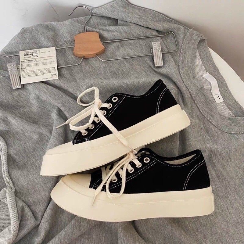 Giày nữ sneaker vải trơn độn đế siêu phẩm