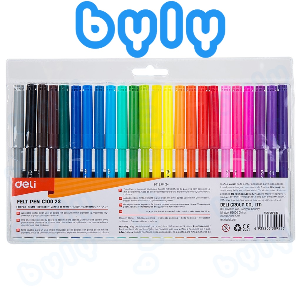 [Ship hỏa tốc] Vỉ bút lông màu Colorun Felt Pen Deli - ByLy Store 12 màu C10003 - 18 màu C10013 - 24 màu C10023