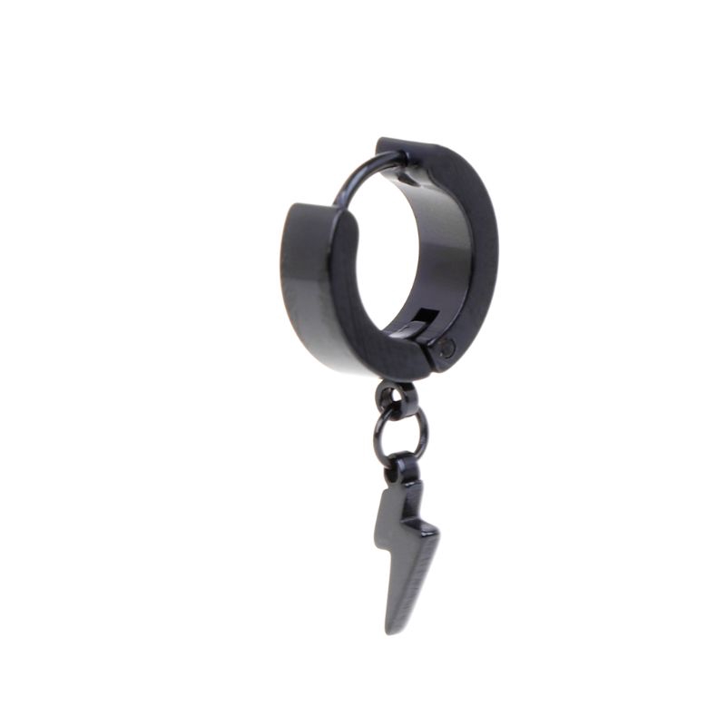 Bông tai thép titan mặt hình sấm sét độc đáo cá tính thời trang