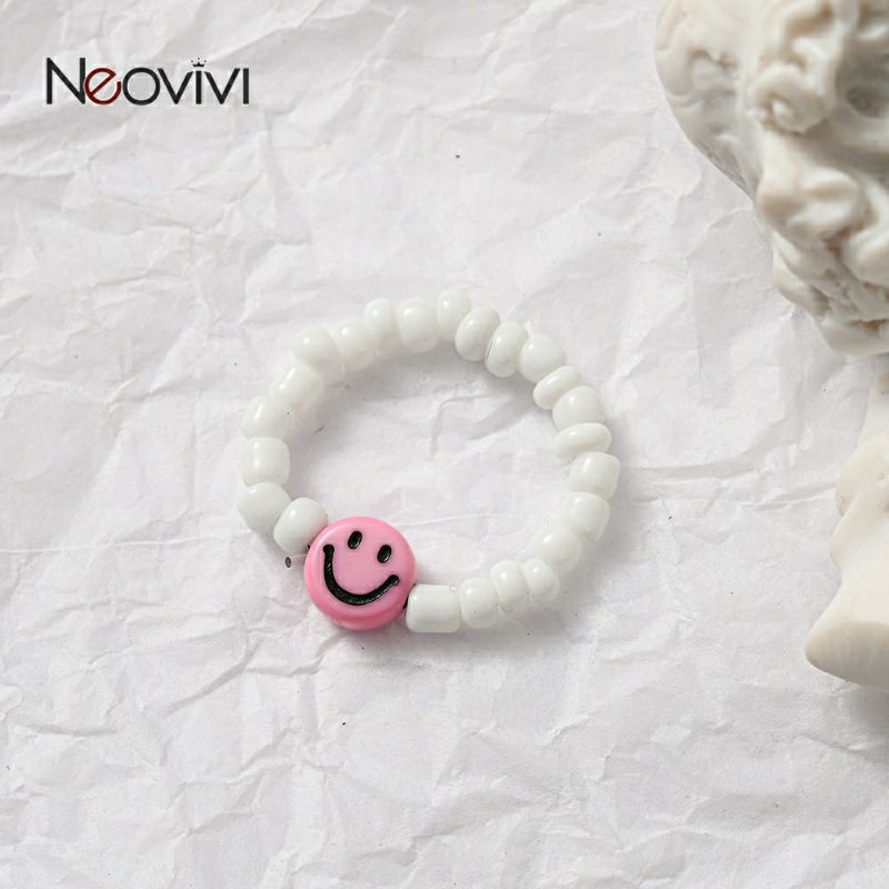 Nhẫn hạt cườm mặt cười mặt trái tim nhiều màu