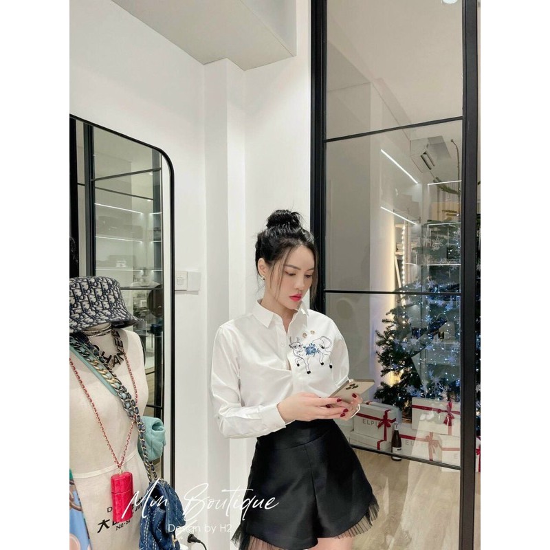TH-SƠ MI TRẮNG THÊU TRÂU CHO NỮ