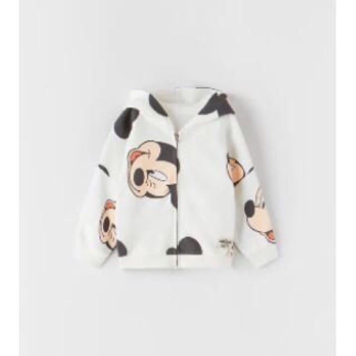 [KIDDO] Áo khoác Polo zip trắng hoạ tiết Mickey, nhã hiệu Zara ❤️