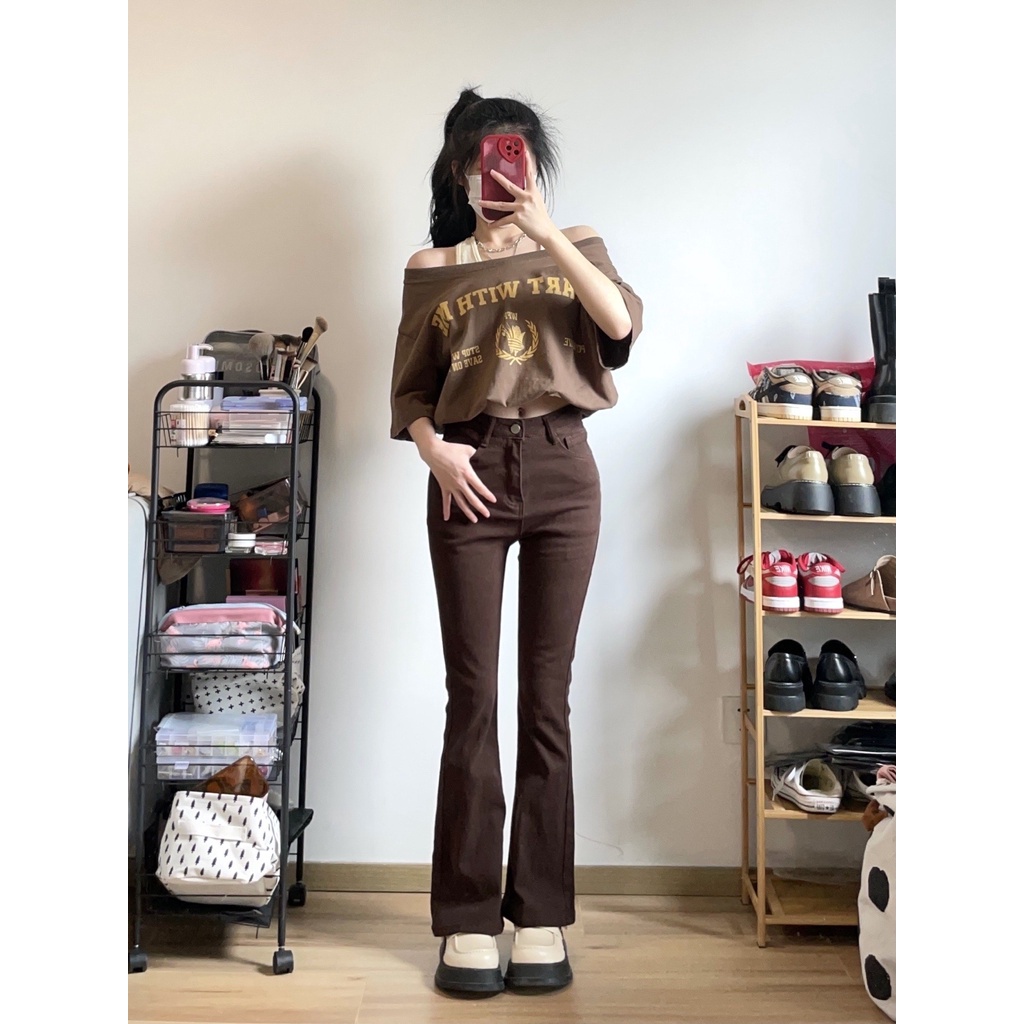 SEZO QKOOLE Áo croptop Trễ Vai Ngắn Tay Thời Trang Vintage Hàn Quốc Cho Nữ