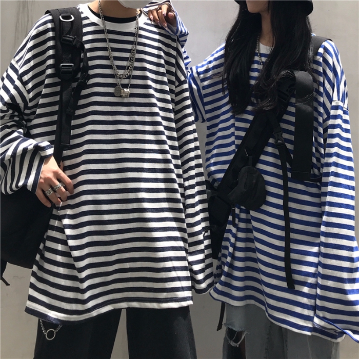 Áo Thun Tay Dài Kẻ Sọc Ngang Cho Cặp Đôi | BigBuy360 - bigbuy360.vn