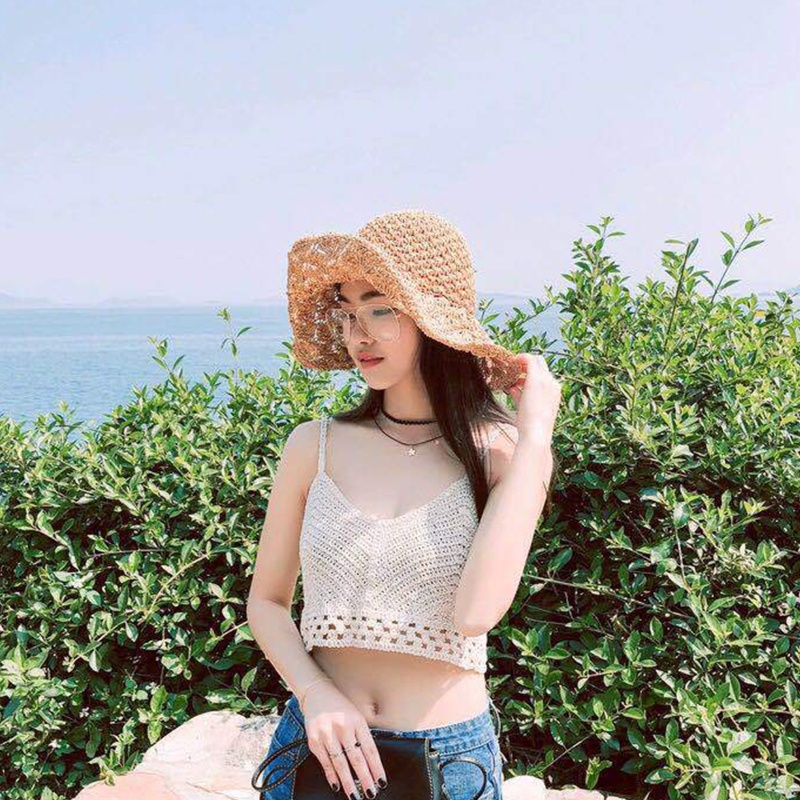 Áo Croptop Dệt Kim Không Tay Hai Dây Thời Trang Đi Biển Cho Nữ