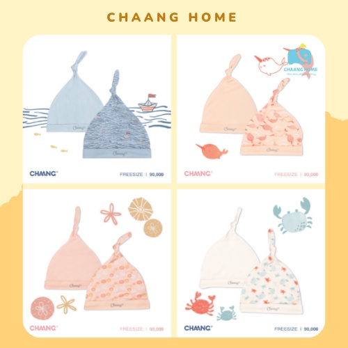 Set mũ thóp cho trẻ sơ sinh cotton mềm Chaang sea