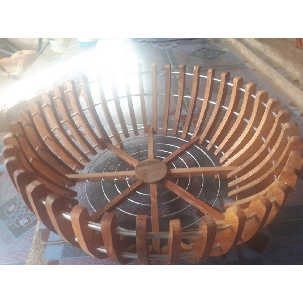 CHẬU LAN GỖ CĂM XE - PHI 45cm-CHÂN THẤP MẪU CŨ